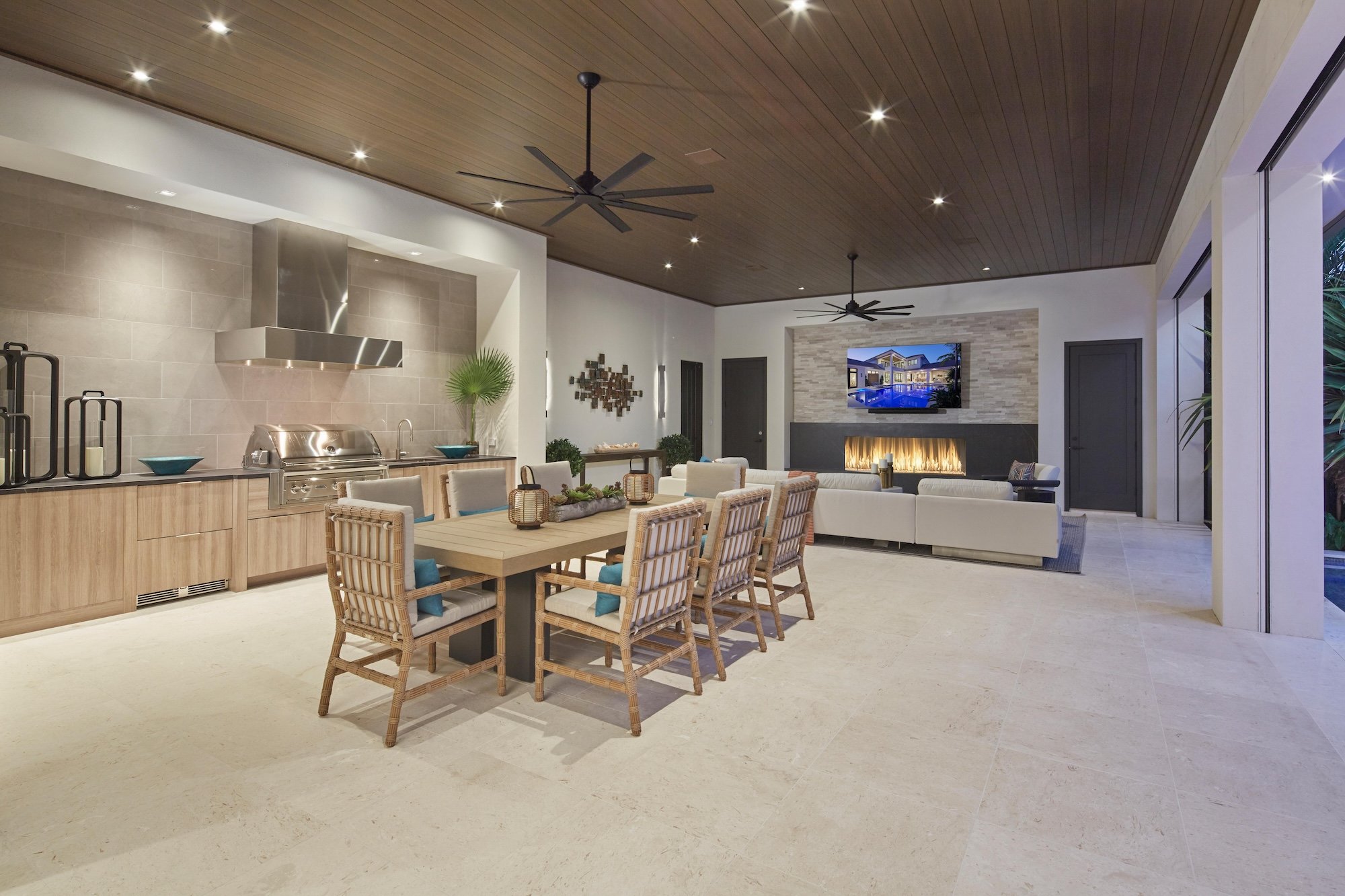 2021 Gordon Dr_Outdoor Kitchen and Dining_Dusk